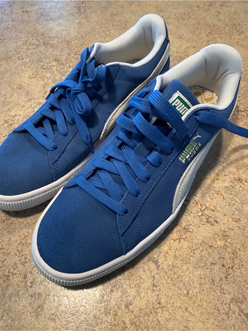 Puma Royal Blue Suede Sneakers with White Formstrip